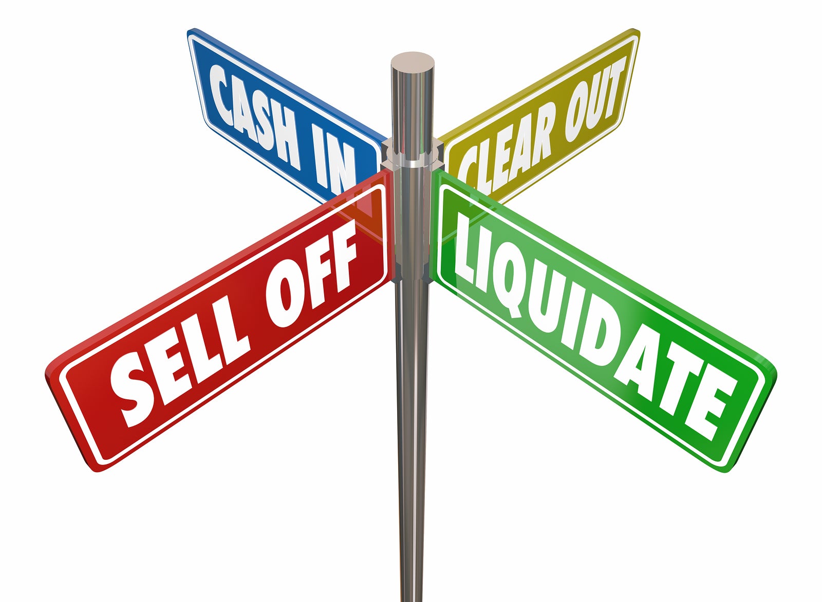 Liquidate Signs Cash In Sell Off Clear Out 3d Illustration