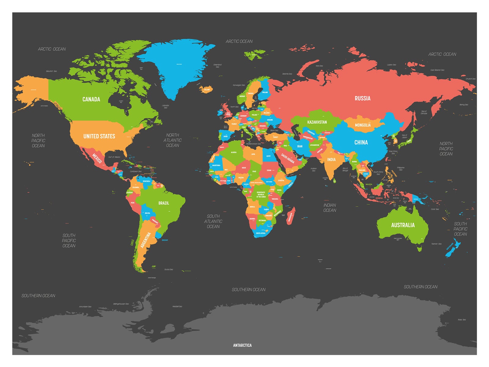 World Map. High Detailed Political Map Of World With Country, Ca ...
