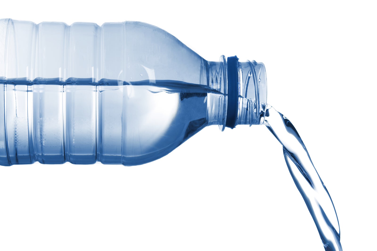 isolated image of bottled water flowing from bottle