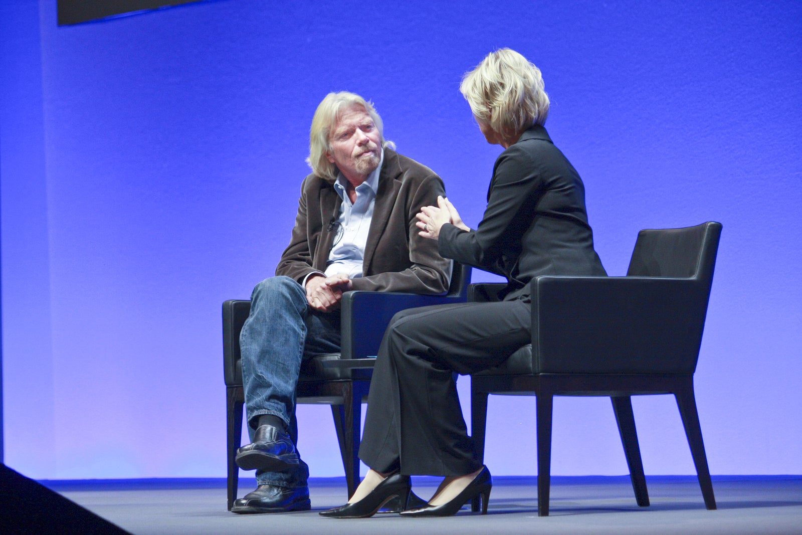 FRANKFURT GERMANY - MAY 17: Richard Branson Founder and President of Virgin Group answering to SAP moderator in his keynote at SAPPHIRE conference of SAP company MAY 17 2010
** Note: Slight graininess, best at smaller sizes