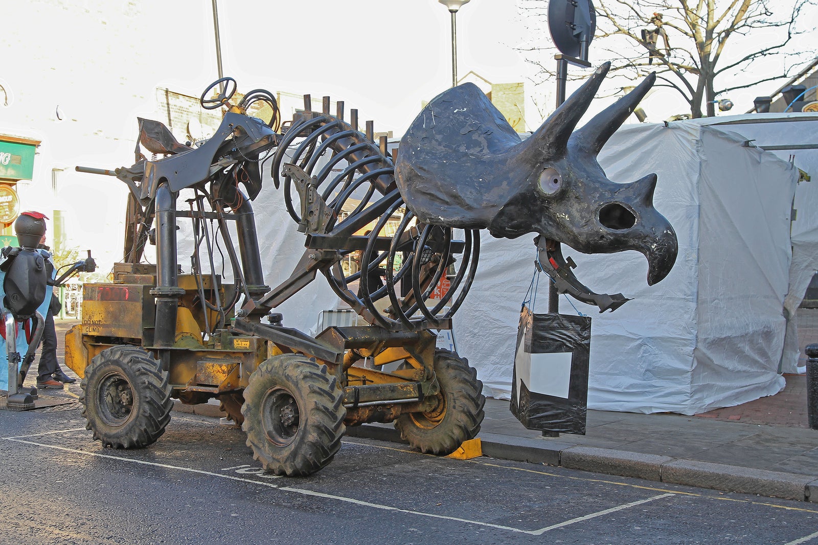 London, United Kingdom - December 20, 2009: Unusual Vehicle With Dinosaur Skeleton Prop Structure at Portobello Road Market in London, UK.