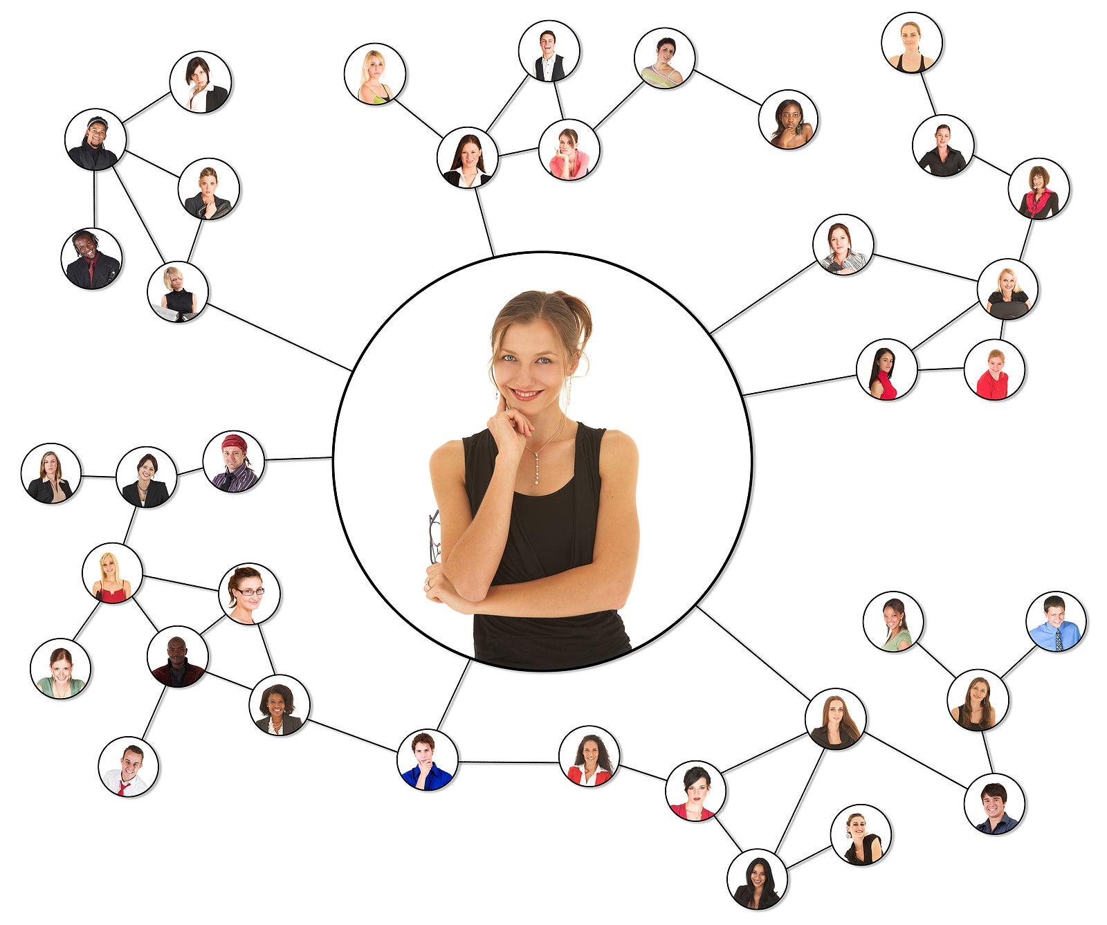 Linking grid of the social network of a young adult Caucasian woman