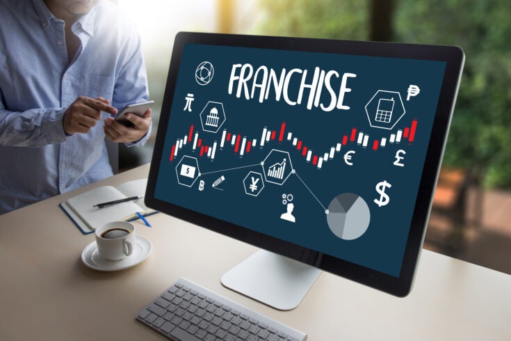 a photo of a stock graph emphasizing a businesses ability to franchise