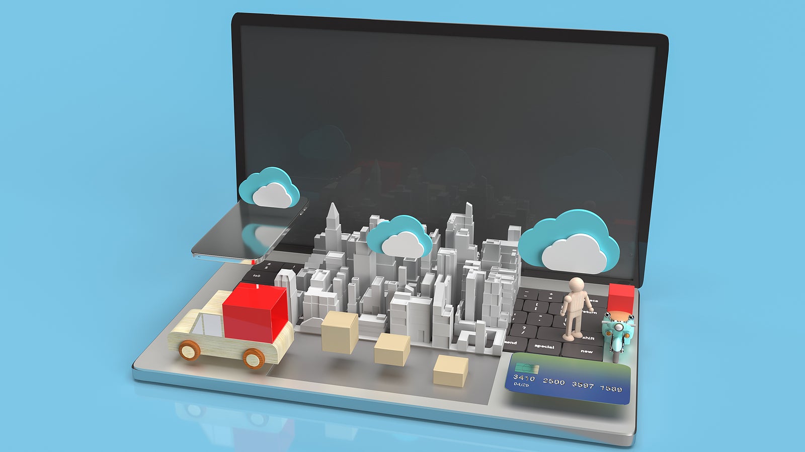 cloud and technology equipment for CLOUD COMPUTING content 3d rendering.