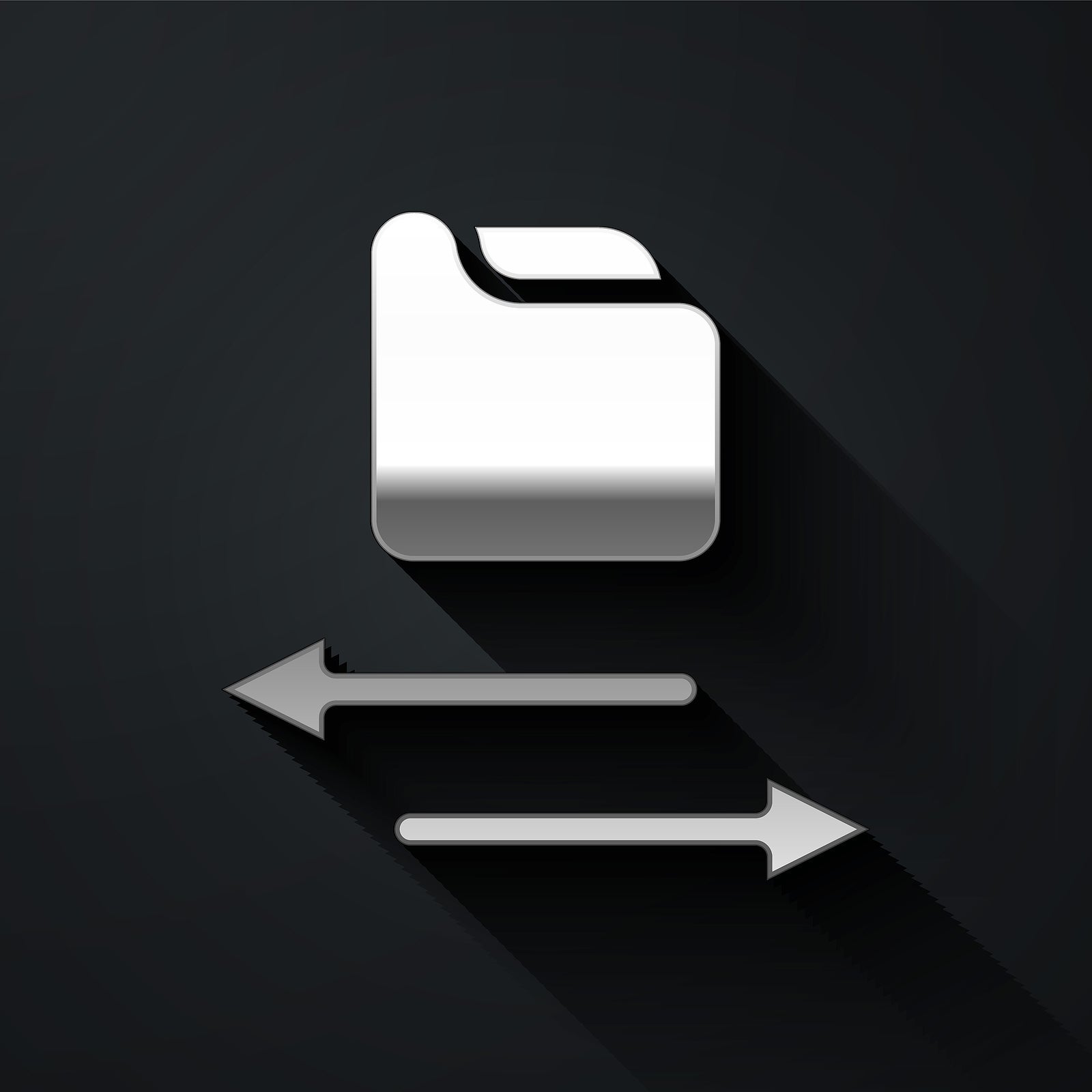 Silver Transfer Files Icon Isolated On Black Background. Copy Fi