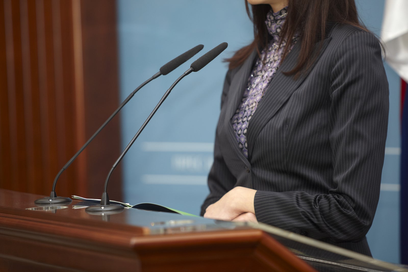 close up of a conference meeting microphones