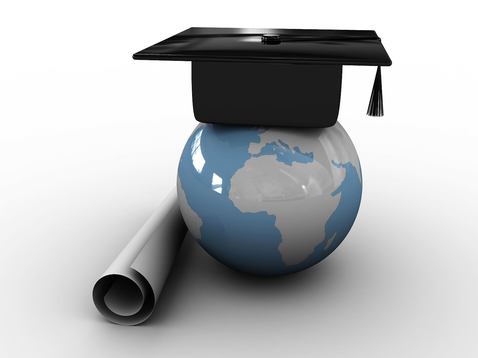 Master's cap for graduates in the globe.