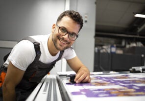 a smiling printing professional