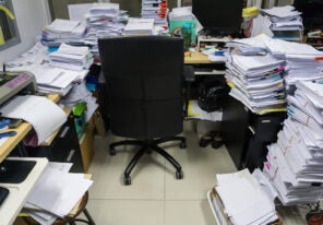 a messy unorganized office