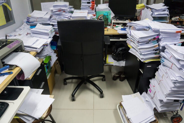 a messy unorganized office