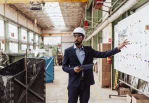 a manager leading a safety training meeting