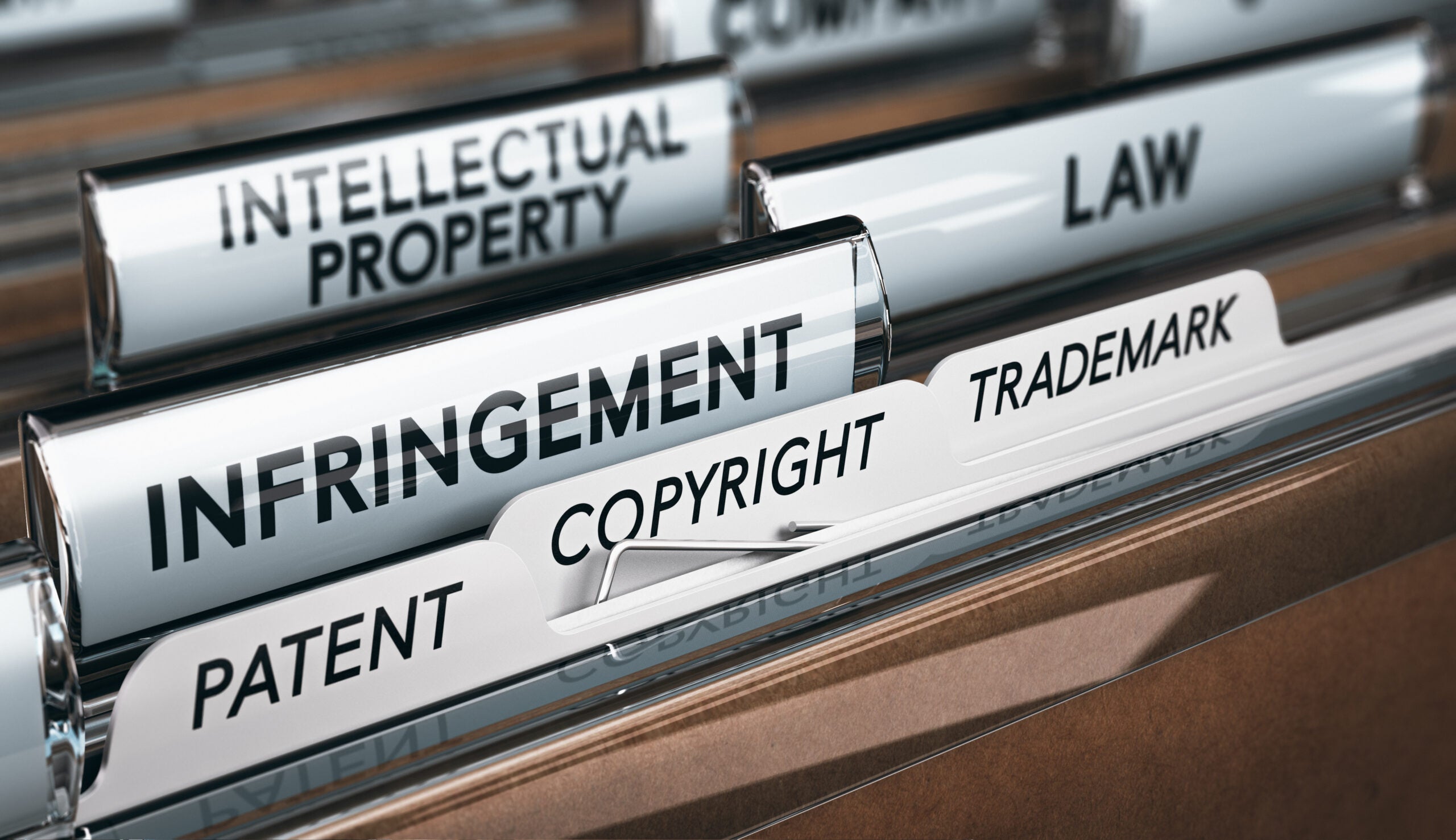 labels for legal folders marked patent copyright and trademark