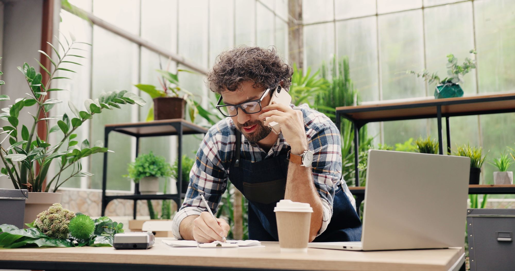 a business owner using a digital business card