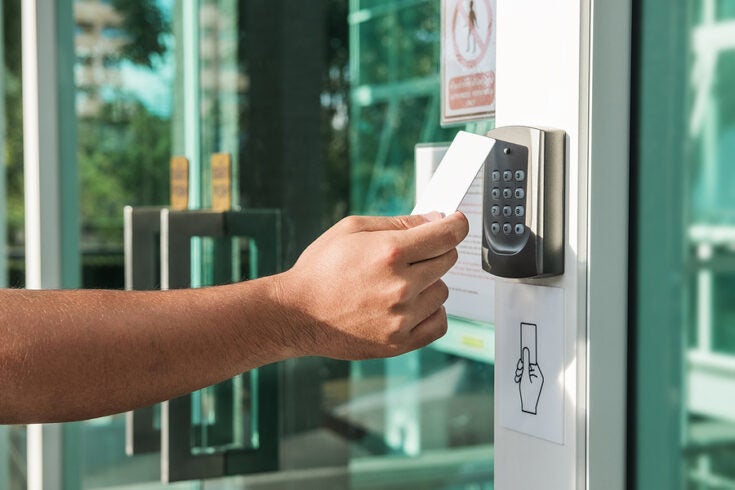 a keycard entry system at a place of business