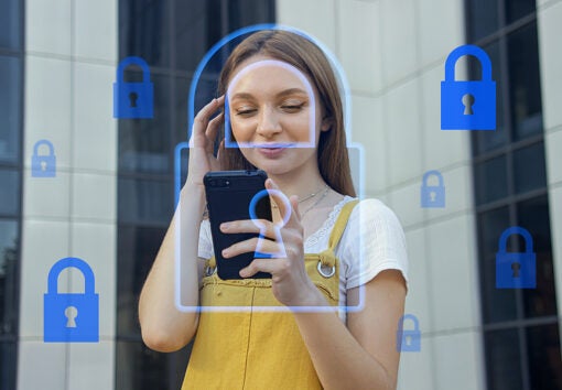 a customer feeling that her privacy is secure while using a mobile device