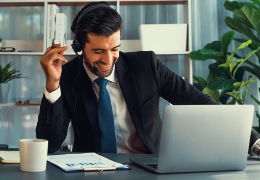 business person on a b2b sales call
