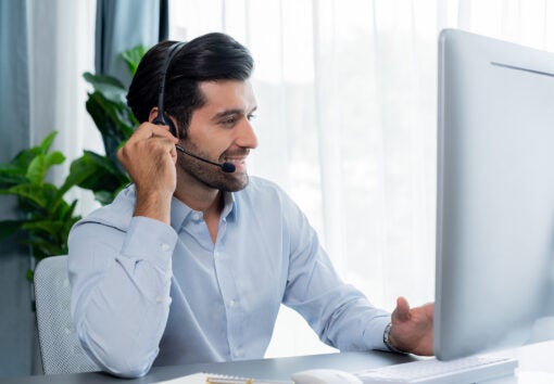 business person on a call
