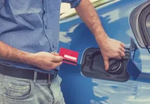a fuel card being used while at a gas station