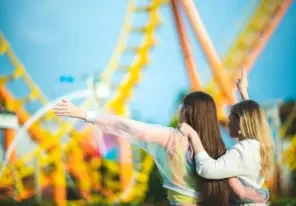 happy people at an amusement park