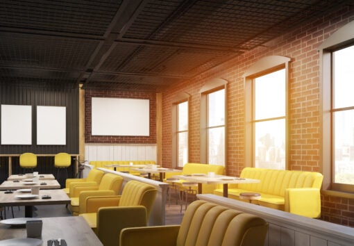 a sunlit restaurant interior