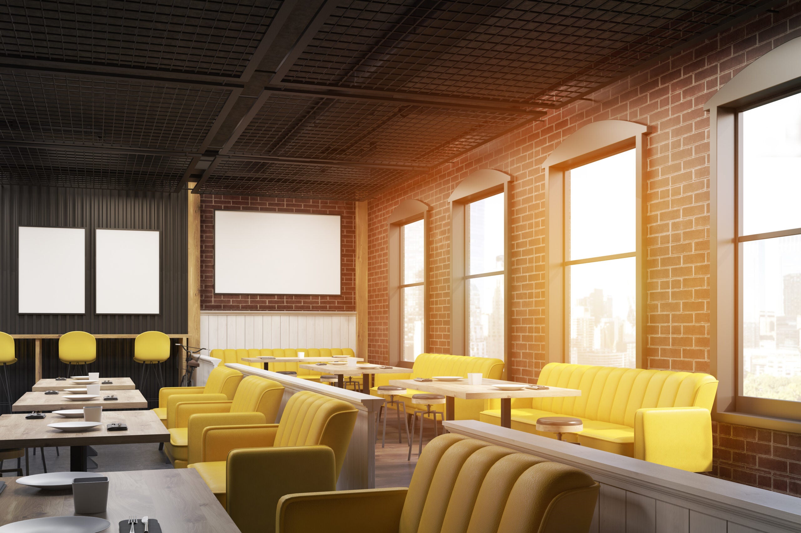 a sunlit restaurant interior