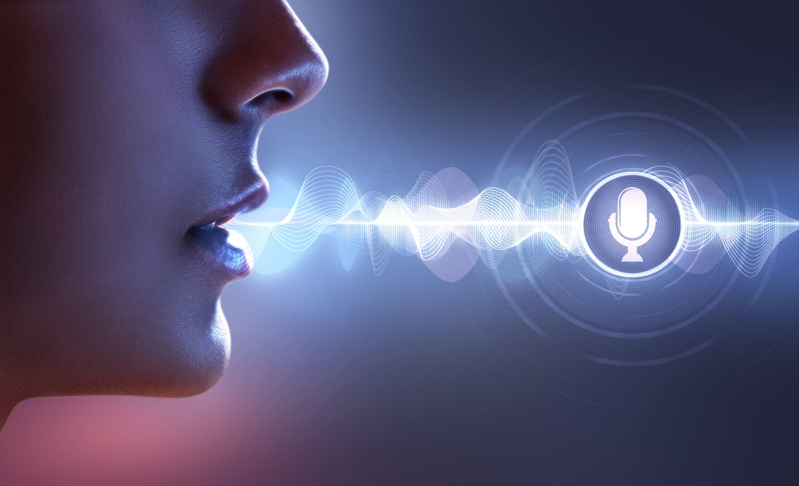 women giving a voice command