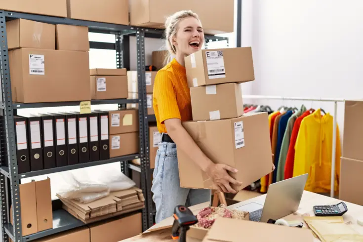 an ecommerce owner excited to be shipping orders to their customers