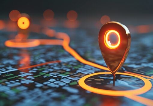 a stylized depiction of a gps map marker