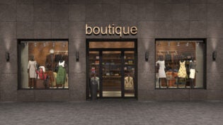 a rendered image of a boutique store-front