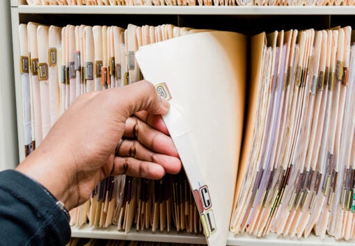 sorting through medical charts