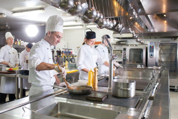 the work of the cook in the kitchen of the restaurant