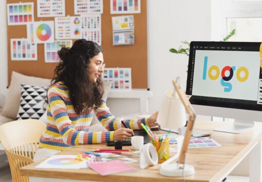 Graphic designer working in office