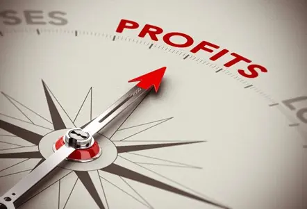 arrow pointing to profits on compass