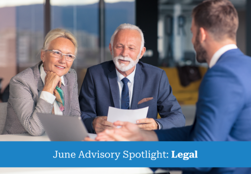 Positive senior couple consulting with agent.