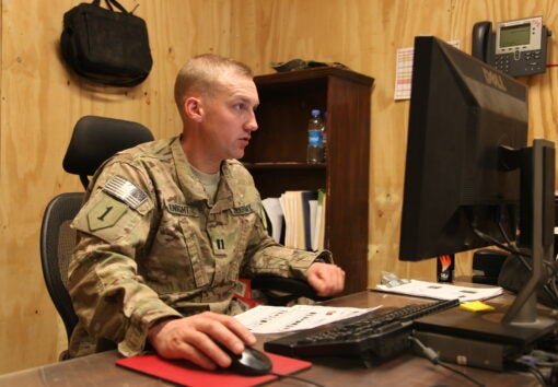 U.S. Army Capt. Joseph Knight with 1st Squadron, 4th Cavalry Regiment, 4th Infantry Brigade Combat Team, 1st Infantry Division (U.S. Army photo by Spc. Raymond Schaeffer / Released)
