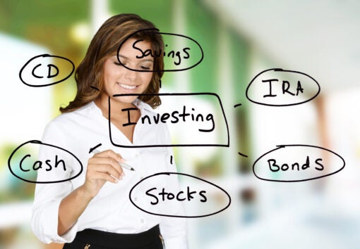 Woman planning out her future with investments