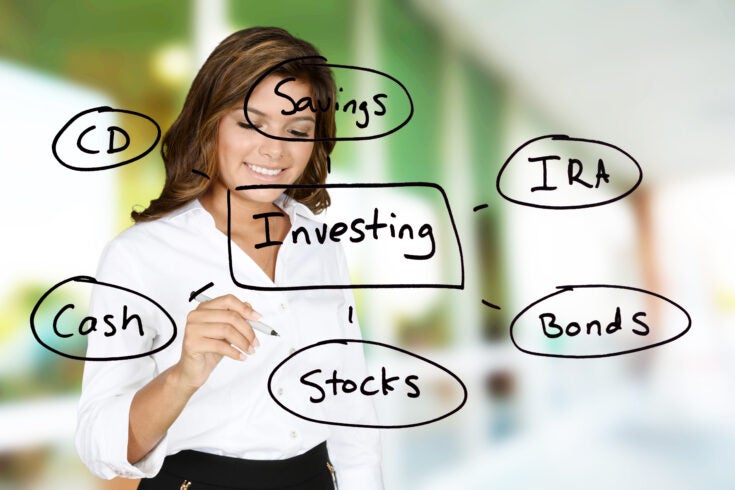 Woman planning out her future with investments