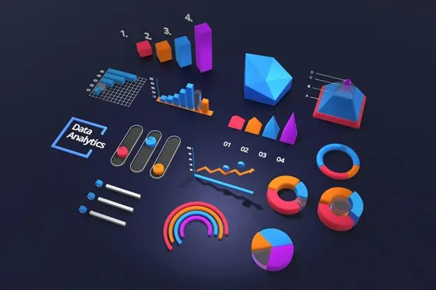 Graphic image showing colorful data analytics