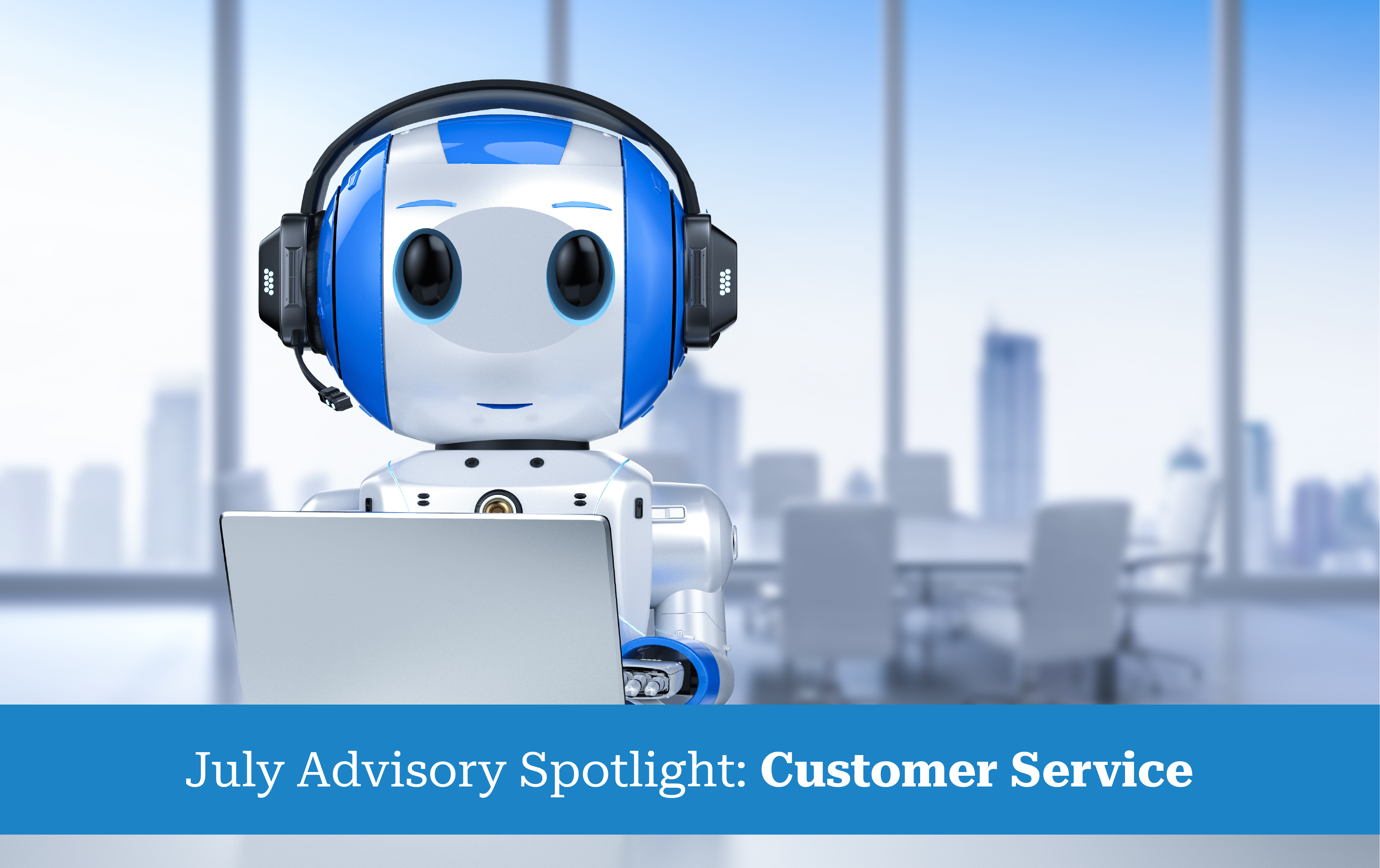 Automation customer service concept with 3d rendering cute robot working with headset and notebook