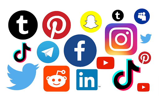 Group of social media logos