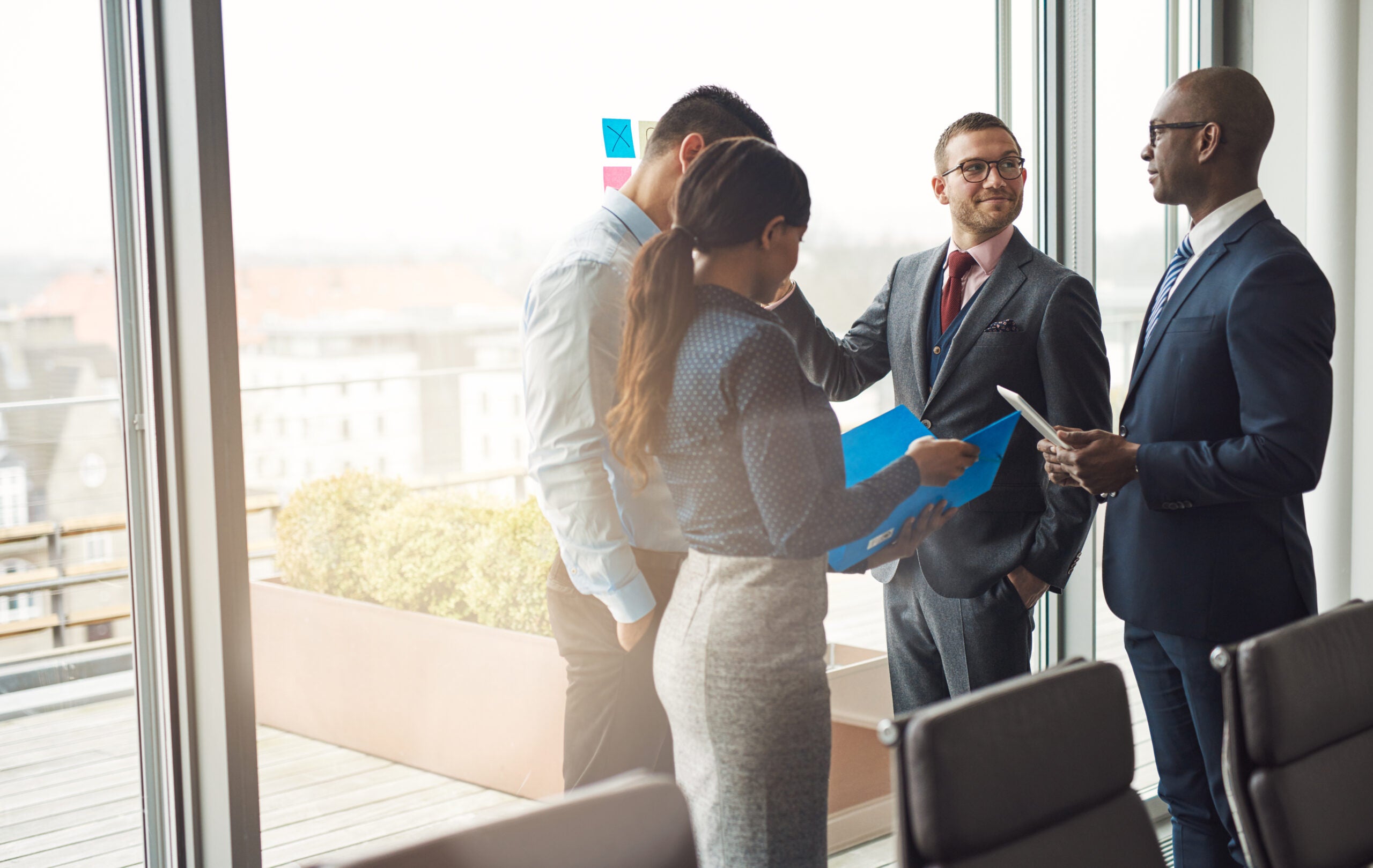 Multiethnic business team having a discussion