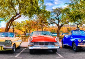 Colorful group of classic cars in Old Havana