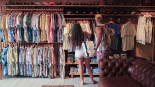 two people shopping in a local shop