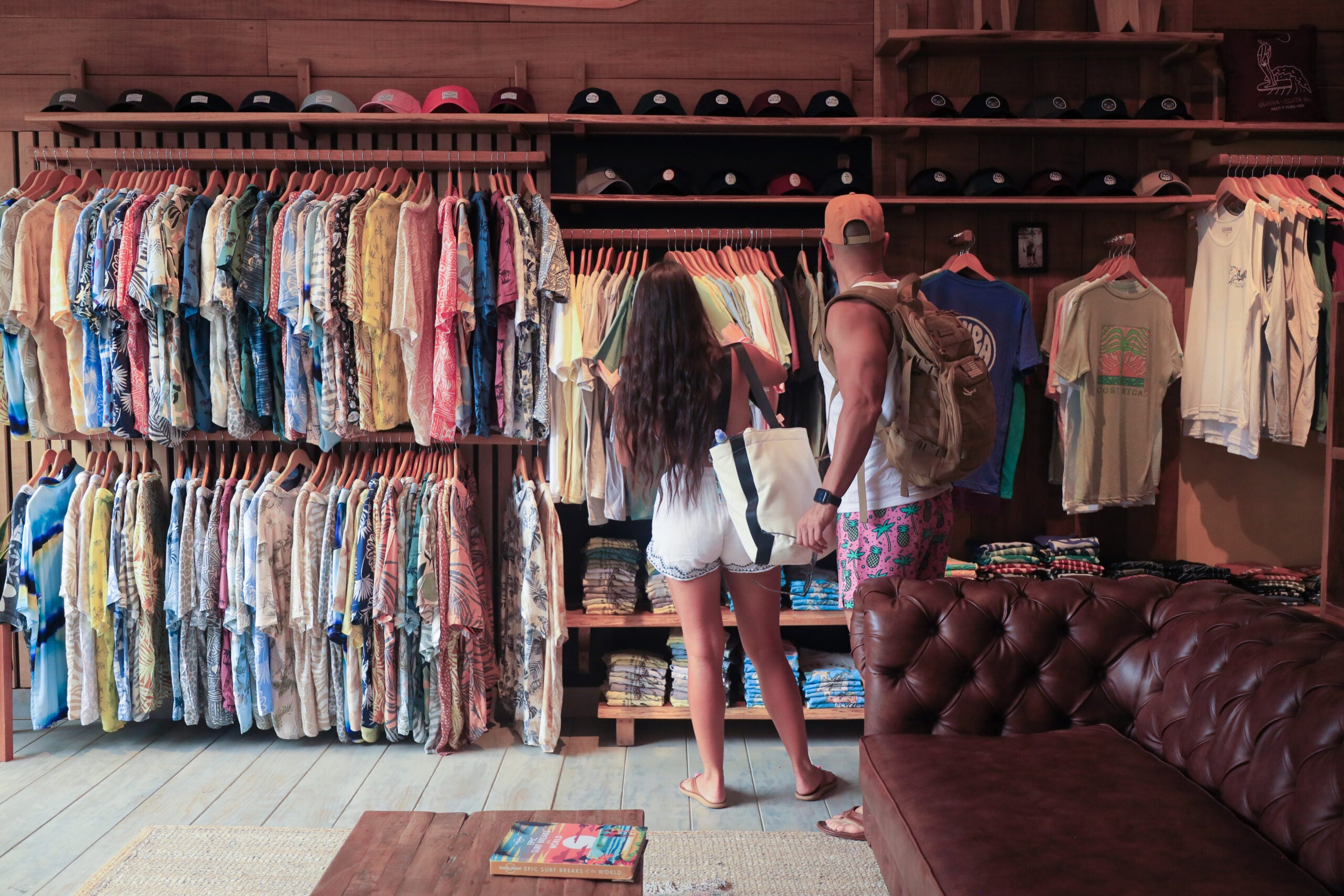 two people shopping in a local shop