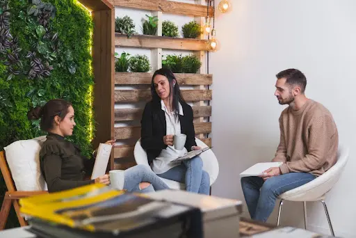 young workers in coworking space at office