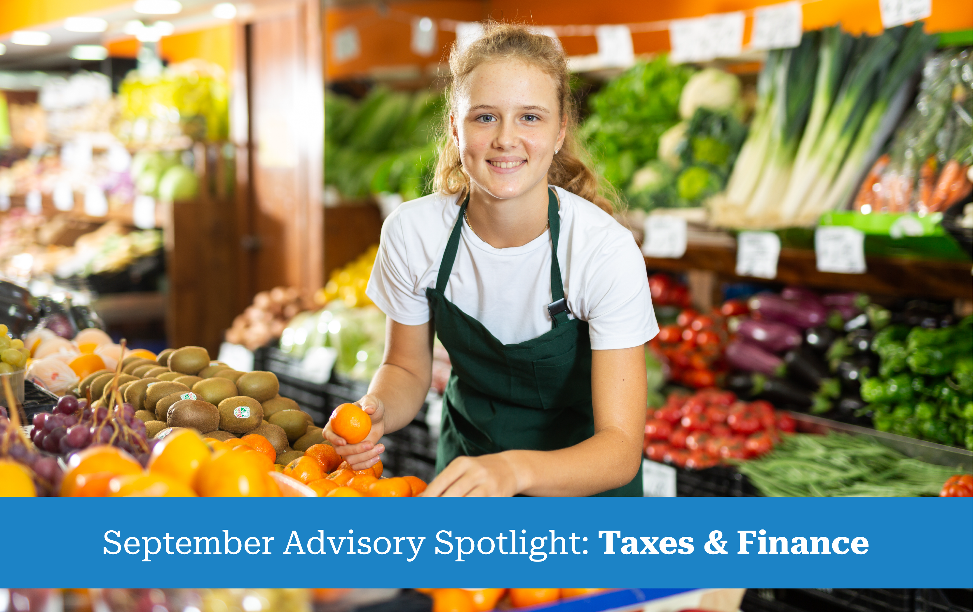 Woman arranging fruit in grocery store