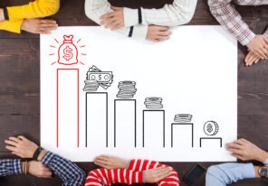 Teamwork meeting financial chart on office table