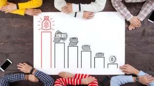 Teamwork meeting financial chart on office table