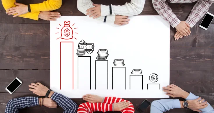 Teamwork meeting financial chart on office table