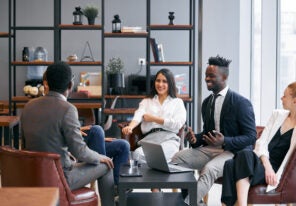 business partners together in modern office